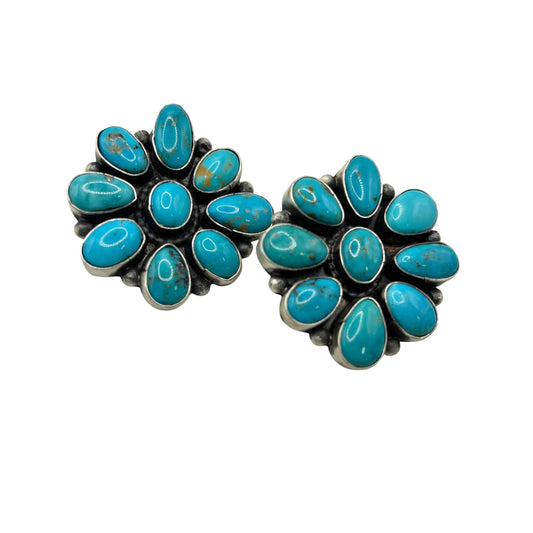 Cluster Earrings Kingman Turquoise by Sheila Tso, Navajo