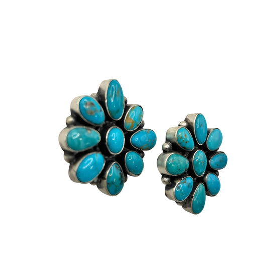 Cluster Earrings Kingman Turquoise by Sheila Tso, Navajo