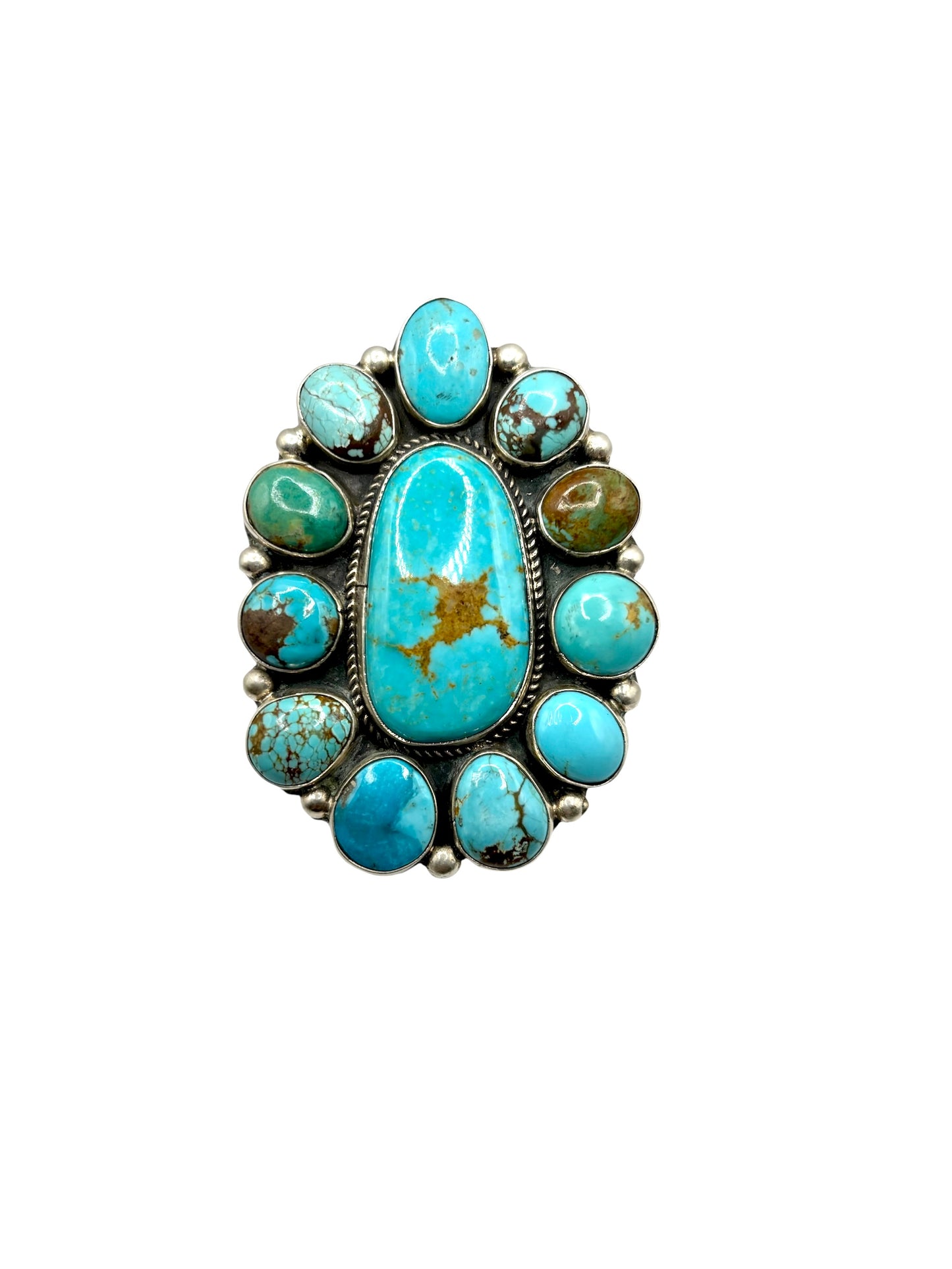Mixed Stone Oval Cluster Ring Adjustable By Gerildine James, Navajo