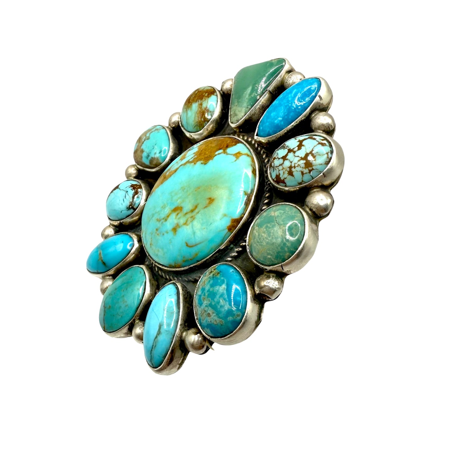 Mixed Stone Round Cluster Ring Adjustable By Gerildine James, Navajo