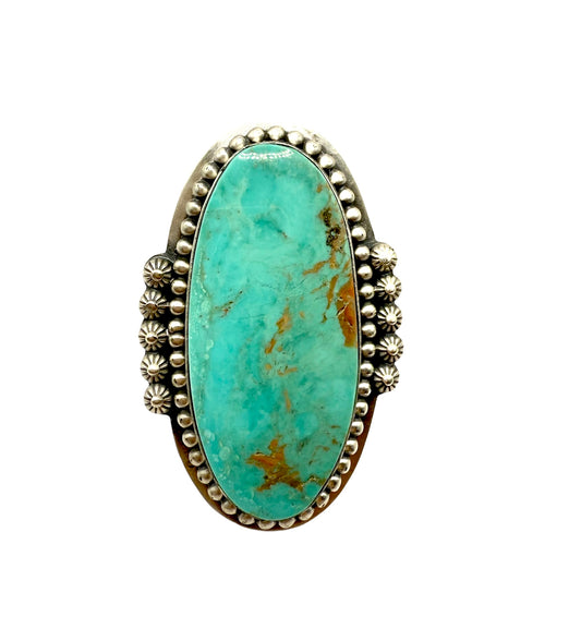 Kingman Stone Oval Ring Adjustable, Handmade in New Mexico