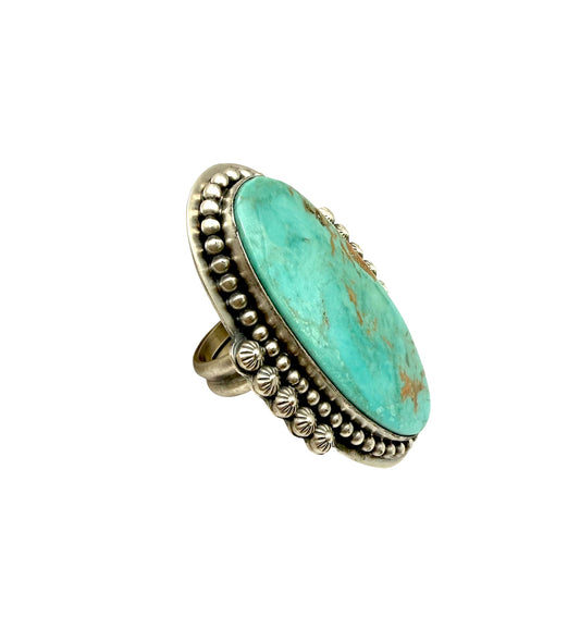 Kingman Stone Oval Ring Adjustable, Handmade in New Mexico