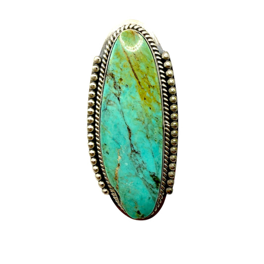 Kingman Stone Slim Oval Ring Adjustable, Handmade in New Mexico