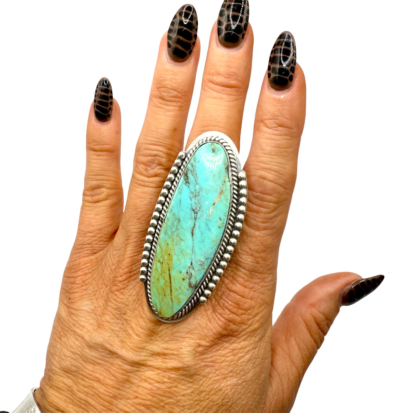 Kingman Stone Slim Oval Ring Adjustable, Handmade in New Mexico