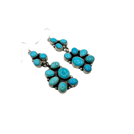 Prince 1/2 Cluster Dangle Earrings By Ella Peters, Navajo