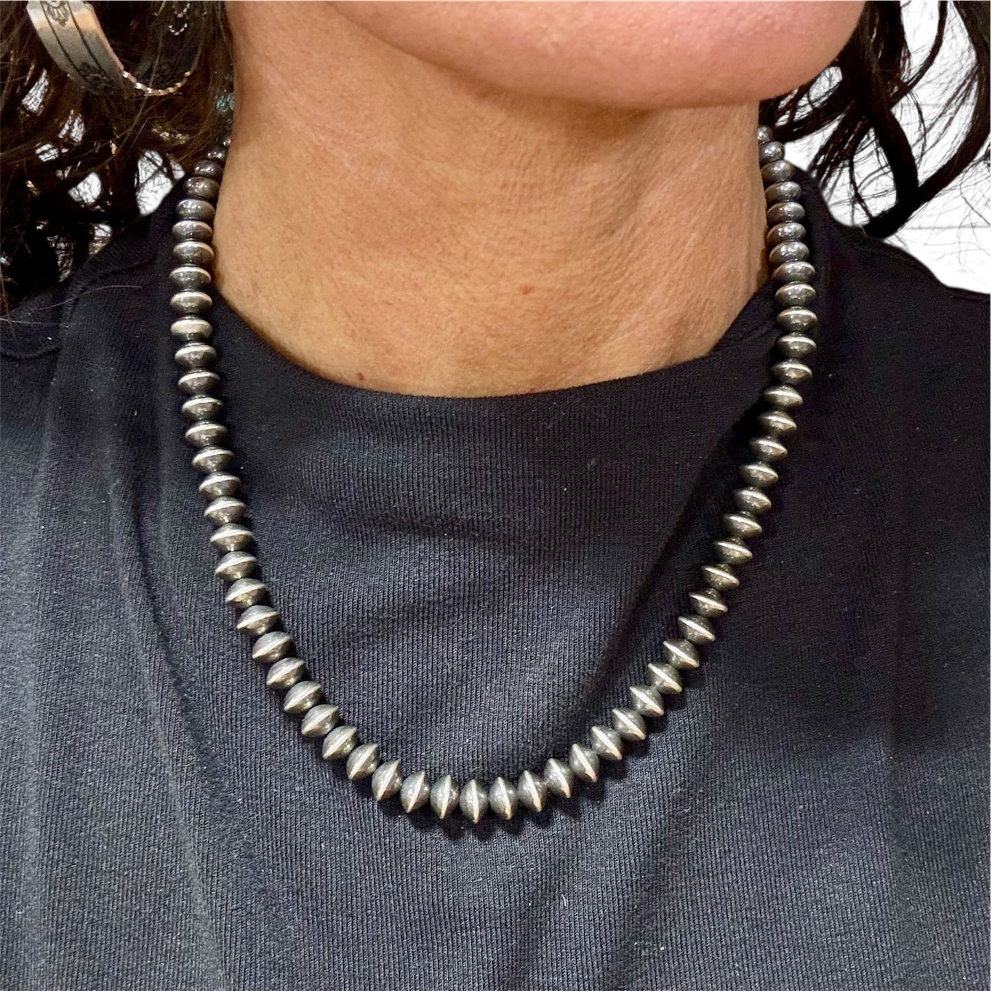 18" 7mm Sterling Silver Saucer Pearl Necklace