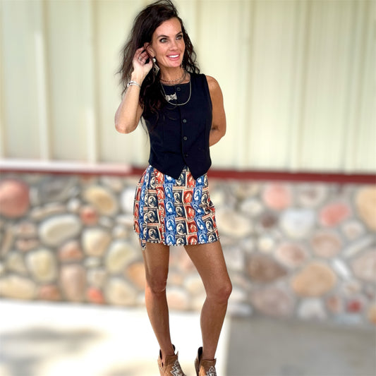 Horse Head Collage Wrap Skirt