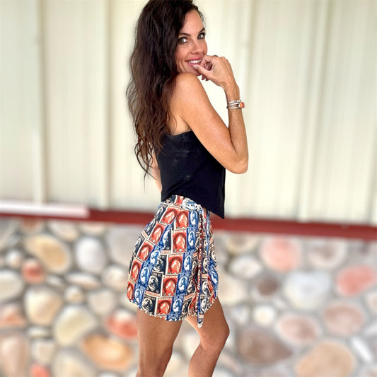 Horse Head Collage Wrap Skirt