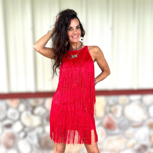 Rhythm & Red Fringe Dress