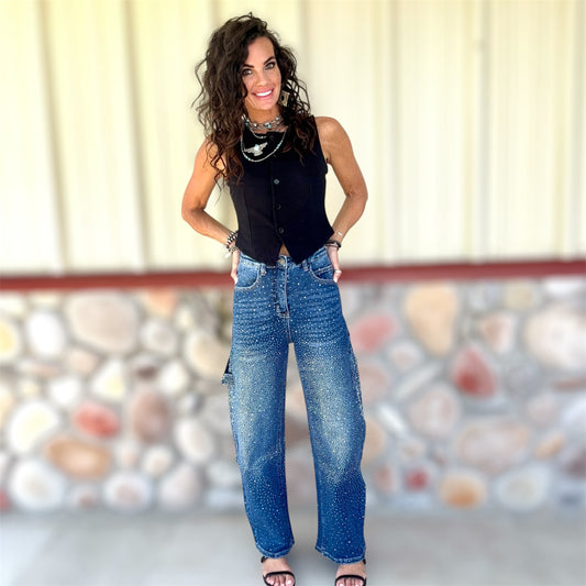 Crystal Cargo Barrel Jeans