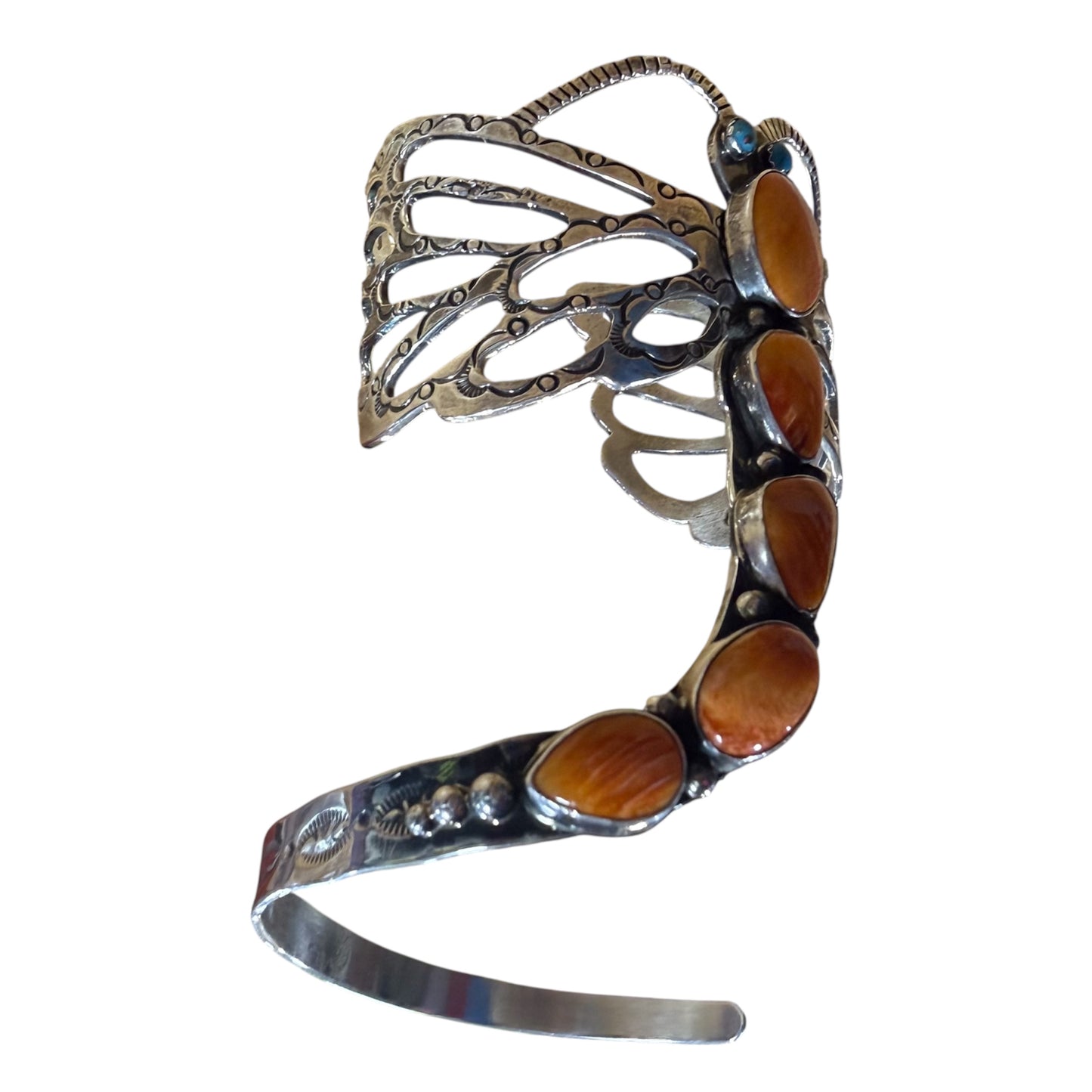 Orange Spiny Dragonfly Cuff by Russell Sam