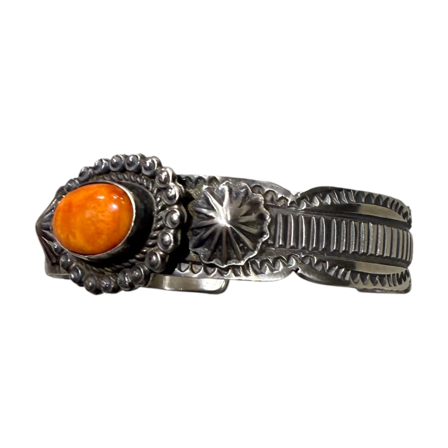 Orange Spiny Cuff by Tilli John, Navajo