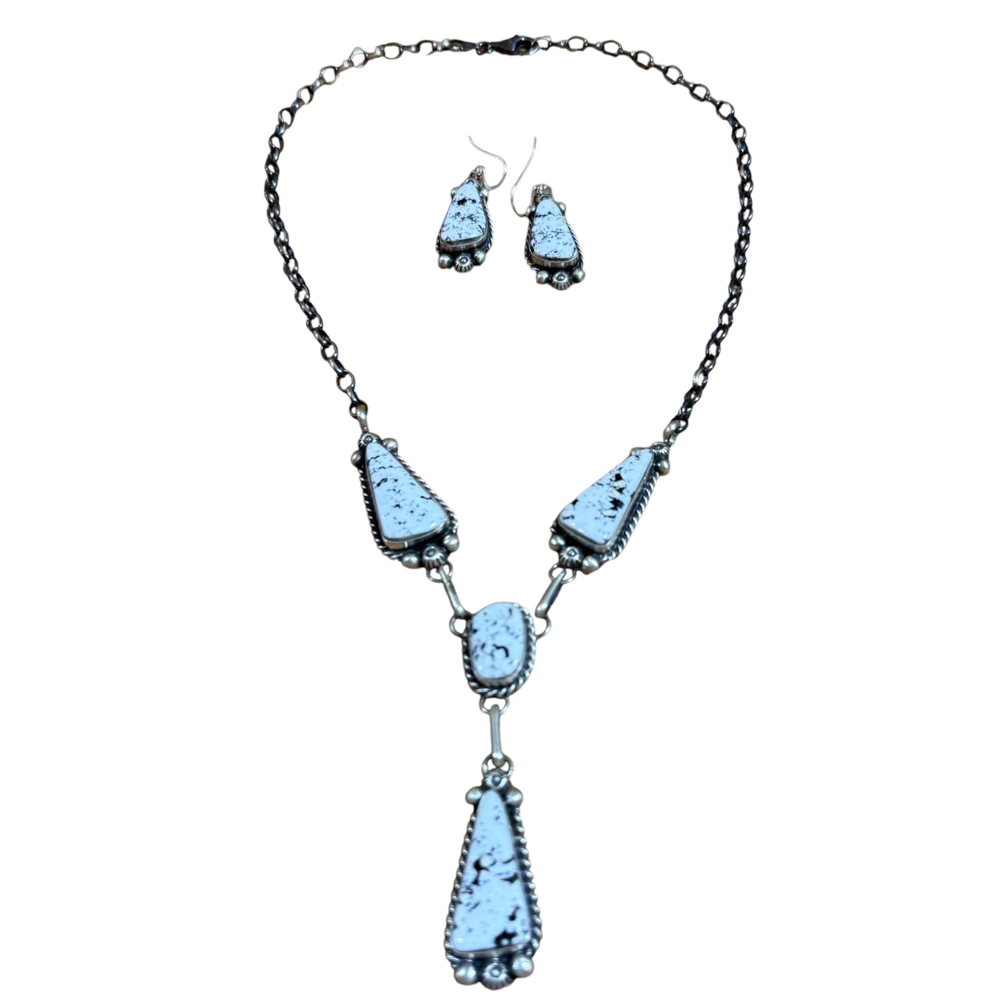 White Buffalo Necklace and Earrings Set