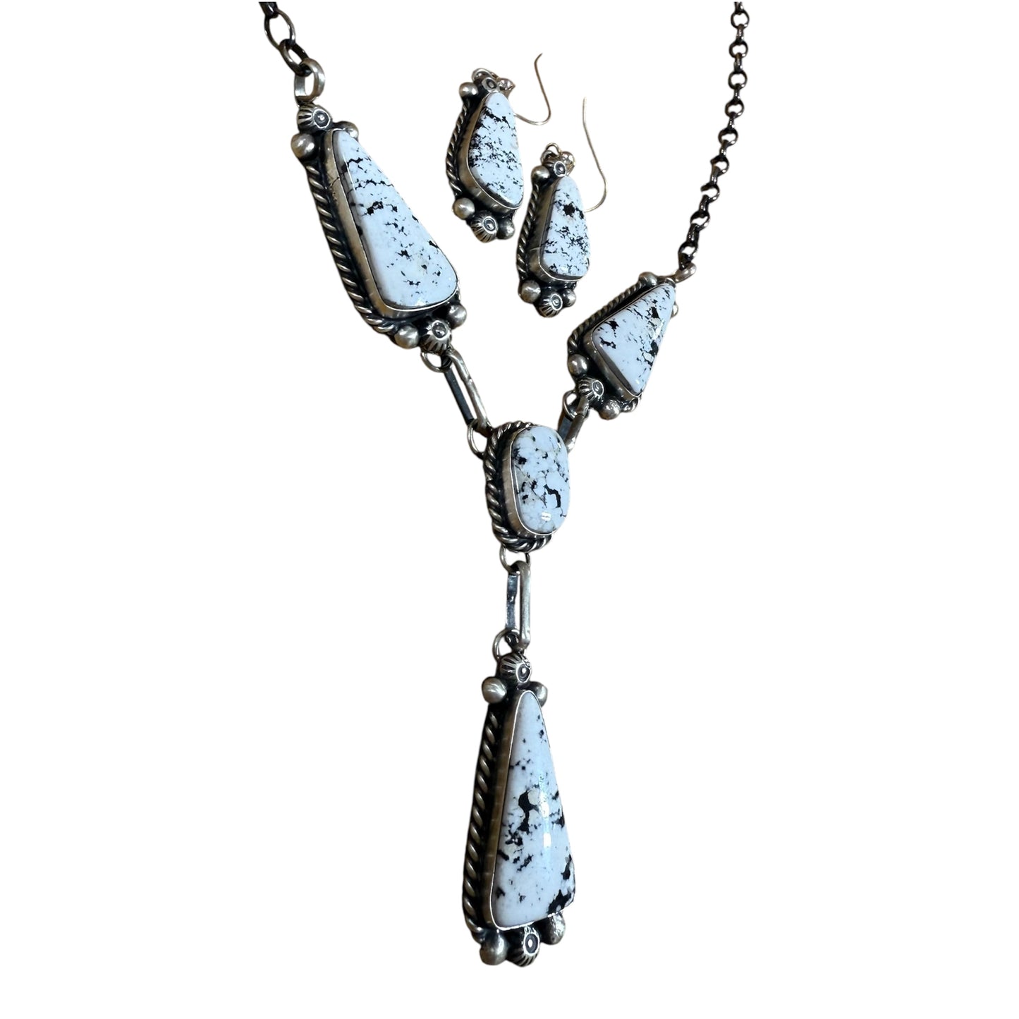 White Buffalo Necklace and Earrings Set