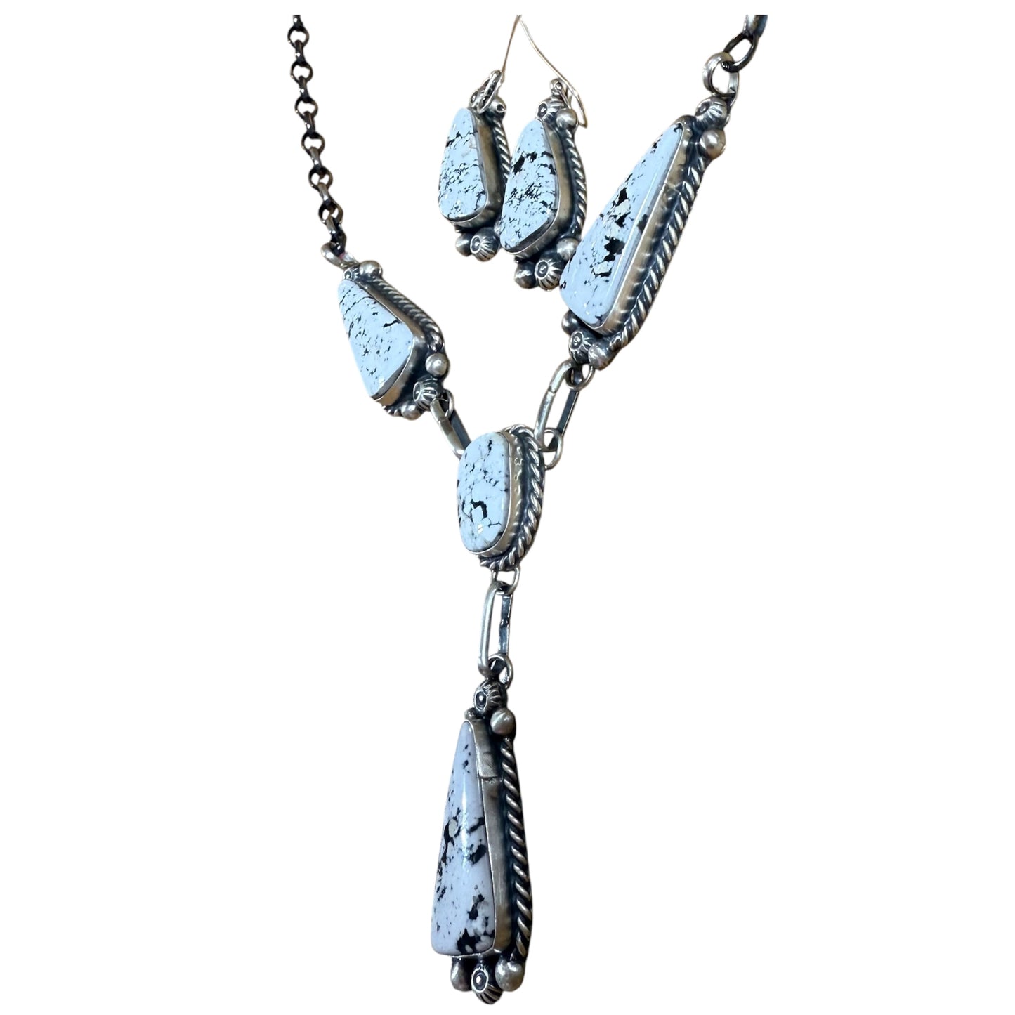 White Buffalo Necklace and Earrings Set