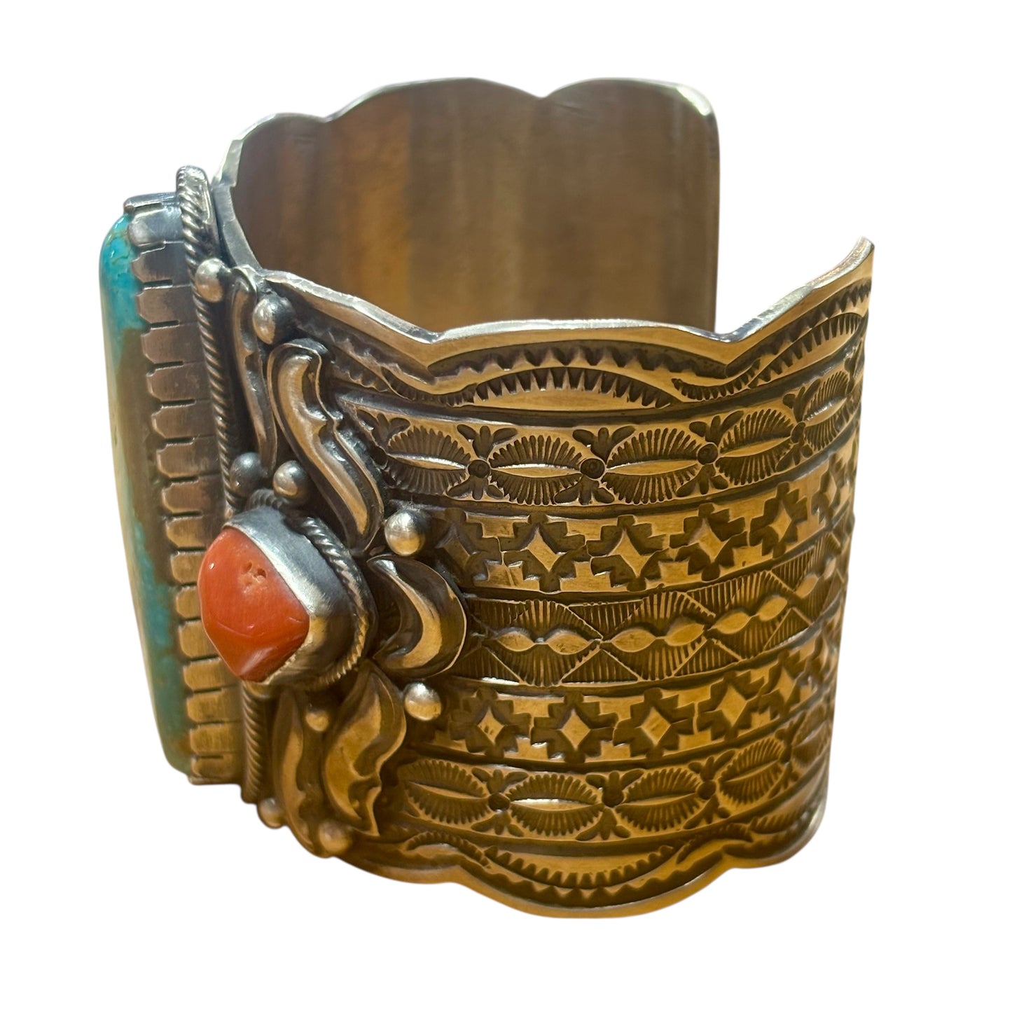 Turquoise & Red Coral Cuff by Tillie Jon
