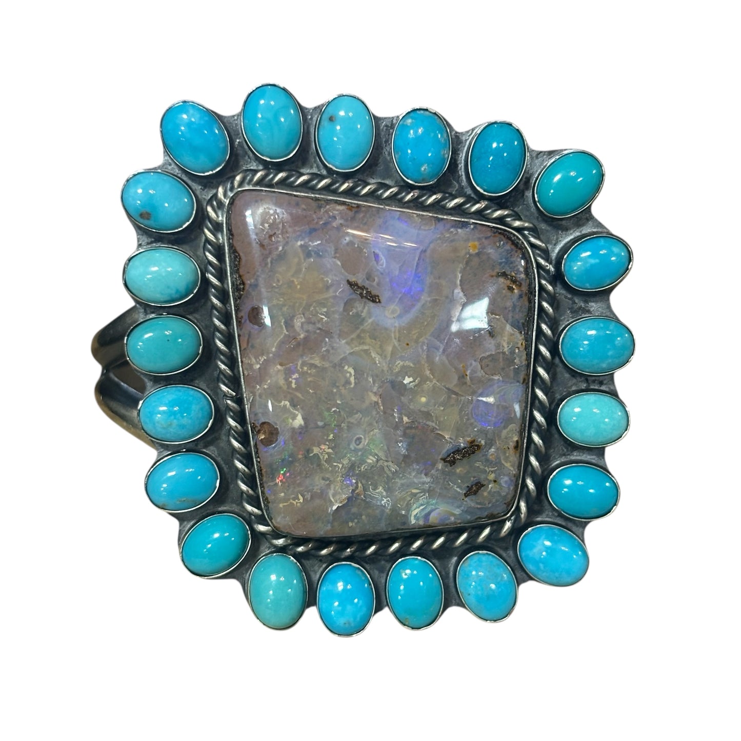 Boulder Opal & Turquoise Statement Cuff