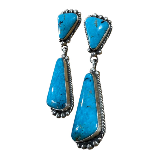 Turquoise Post Dangle Earrings by Elouise Kee