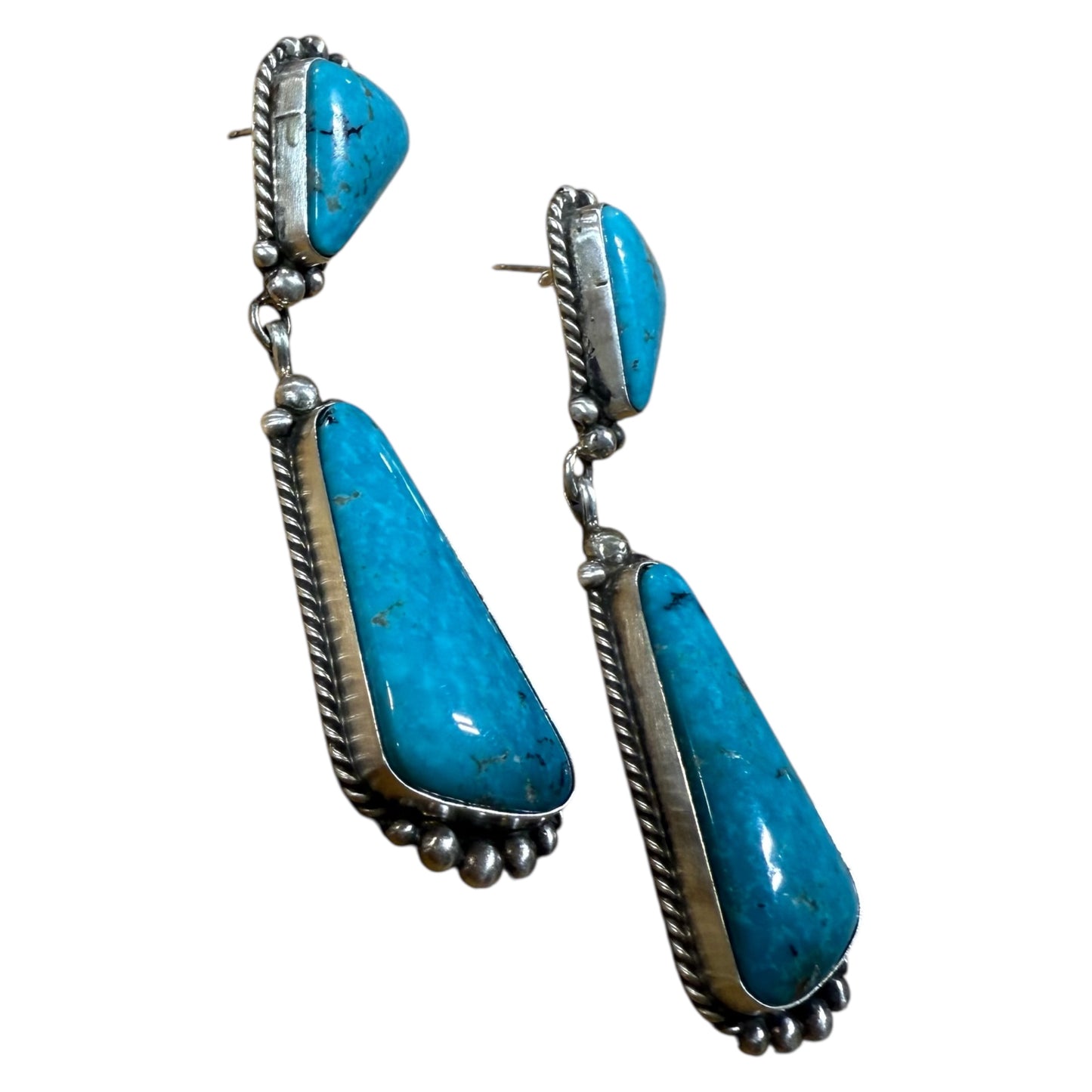 Turquoise Post Dangle Earrings by Elouise Kee