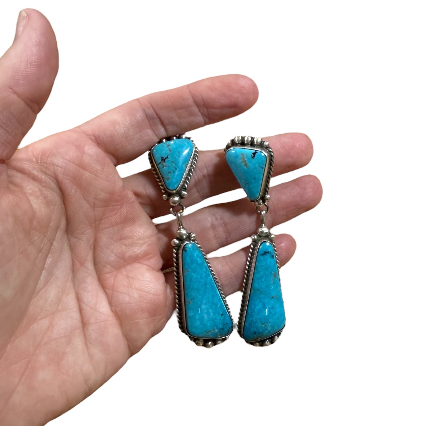 Turquoise Post Dangle Earrings by Elouise Kee