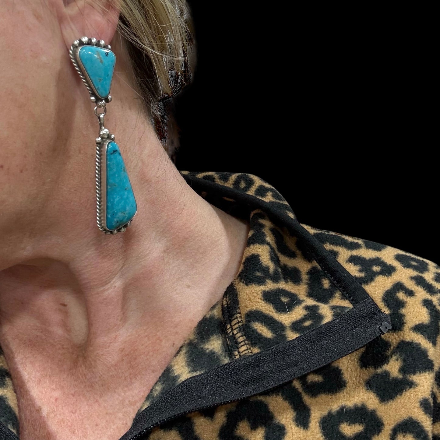 Turquoise Post Dangle Earrings by Elouise Kee