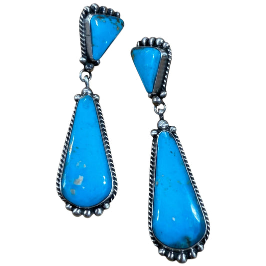 Turquoise Post Dangle Earrings by Elouise Kee
