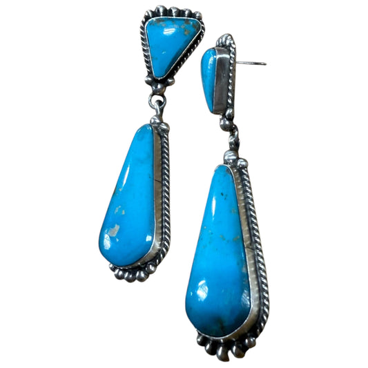 Turquoise Post Dangle Earrings by Elouise Kee