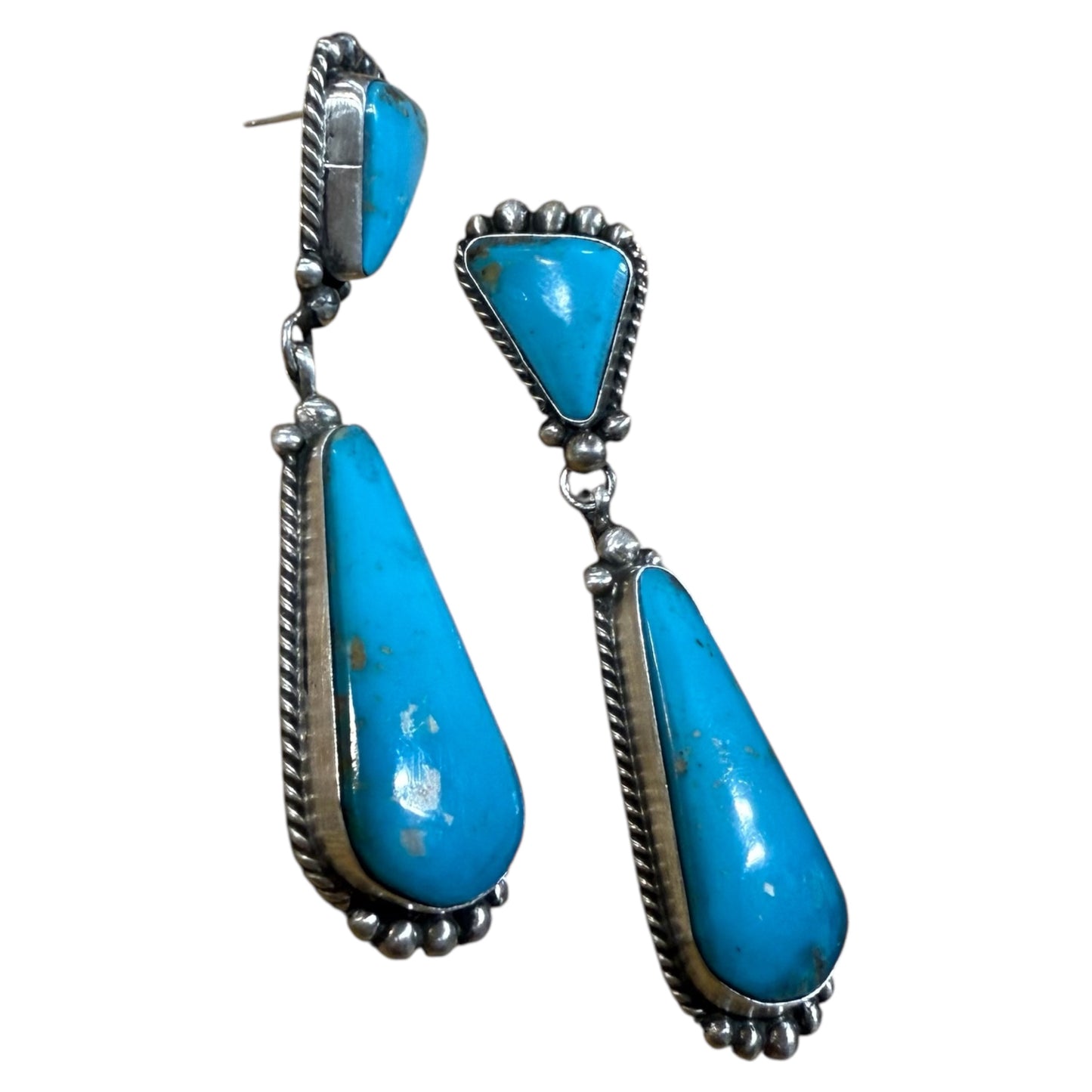 Turquoise Post Dangle Earrings by Elouise Kee