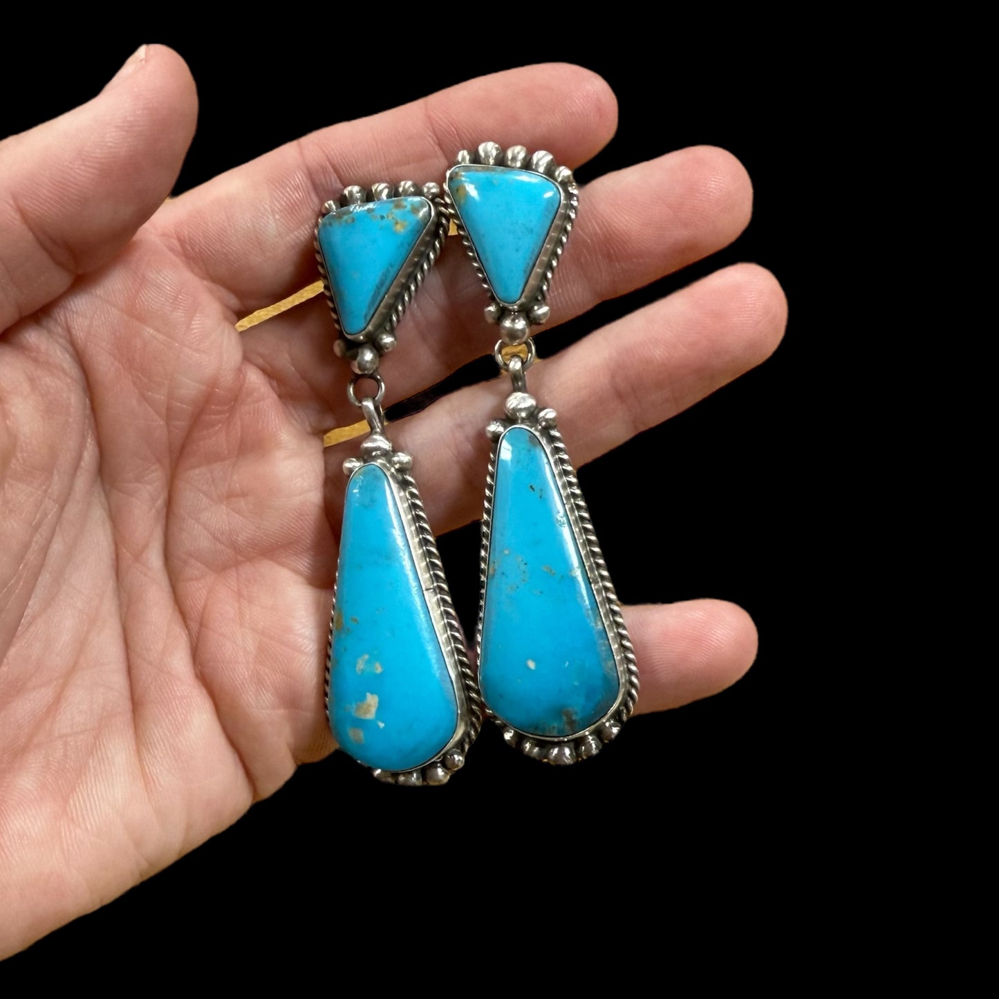 Turquoise Post Dangle Earrings by Elouise Kee
