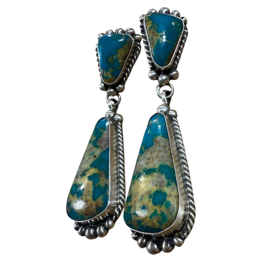 Turquoise Dangle Post Earrings by Elouise Kee