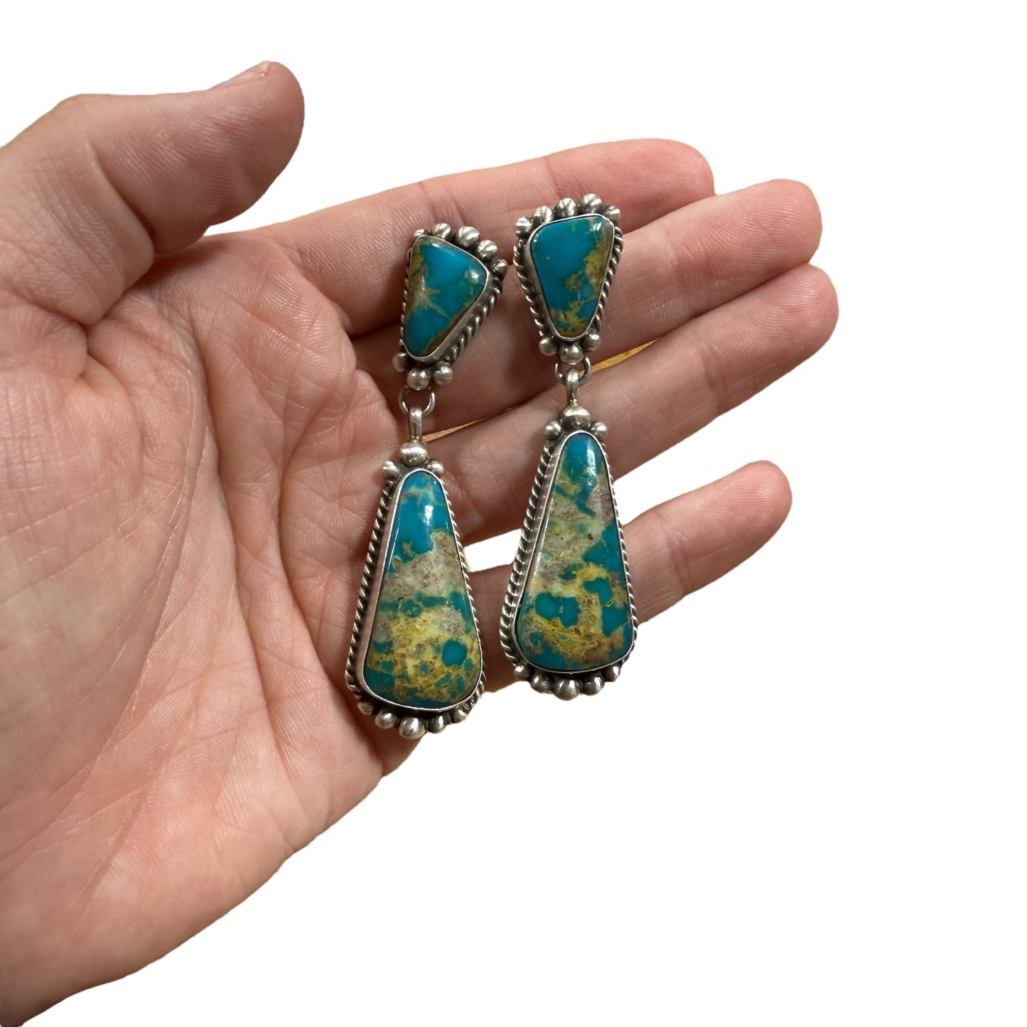 Turquoise Dangle Post Earrings by Elouise Kee