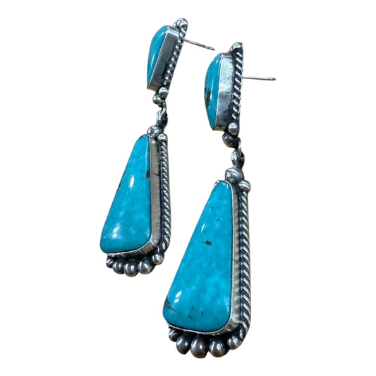 Turquoise Post Dangle Earrings by Elouise Kee