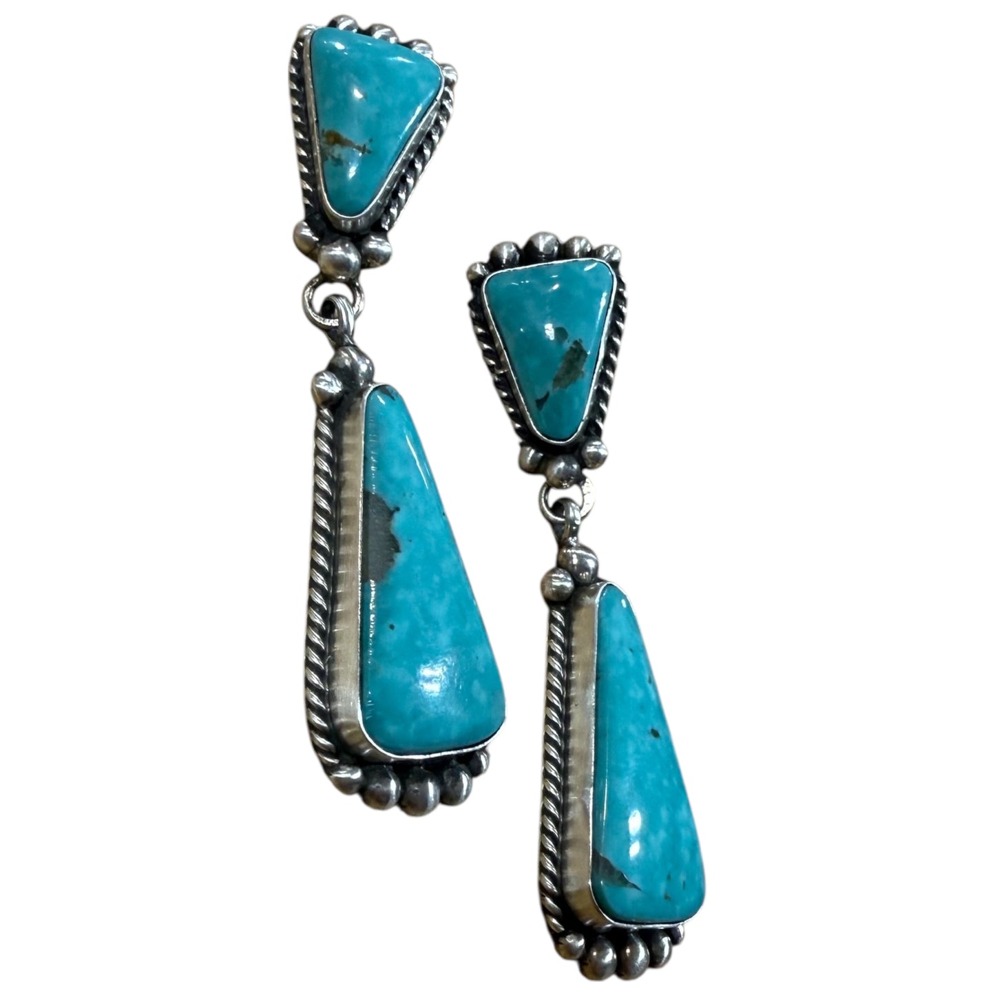 Turquoise Post Dangle Earrings by Elouise Kee