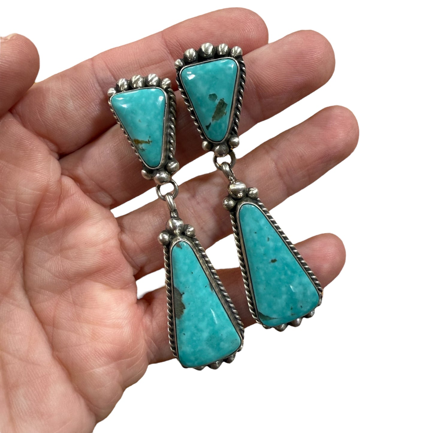 Turquoise Post Dangle Earrings by Elouise Kee