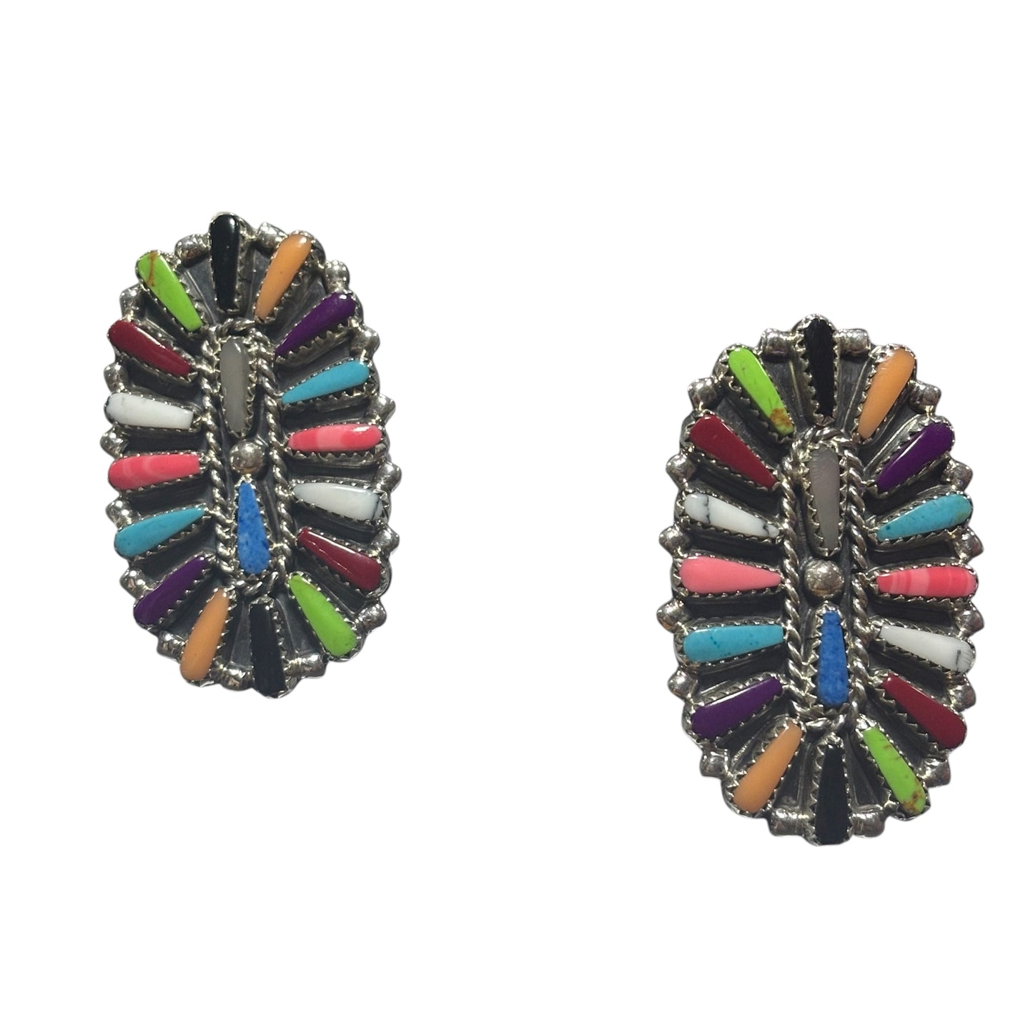 Mixed Block Stone Squash Blossom Necklace Set