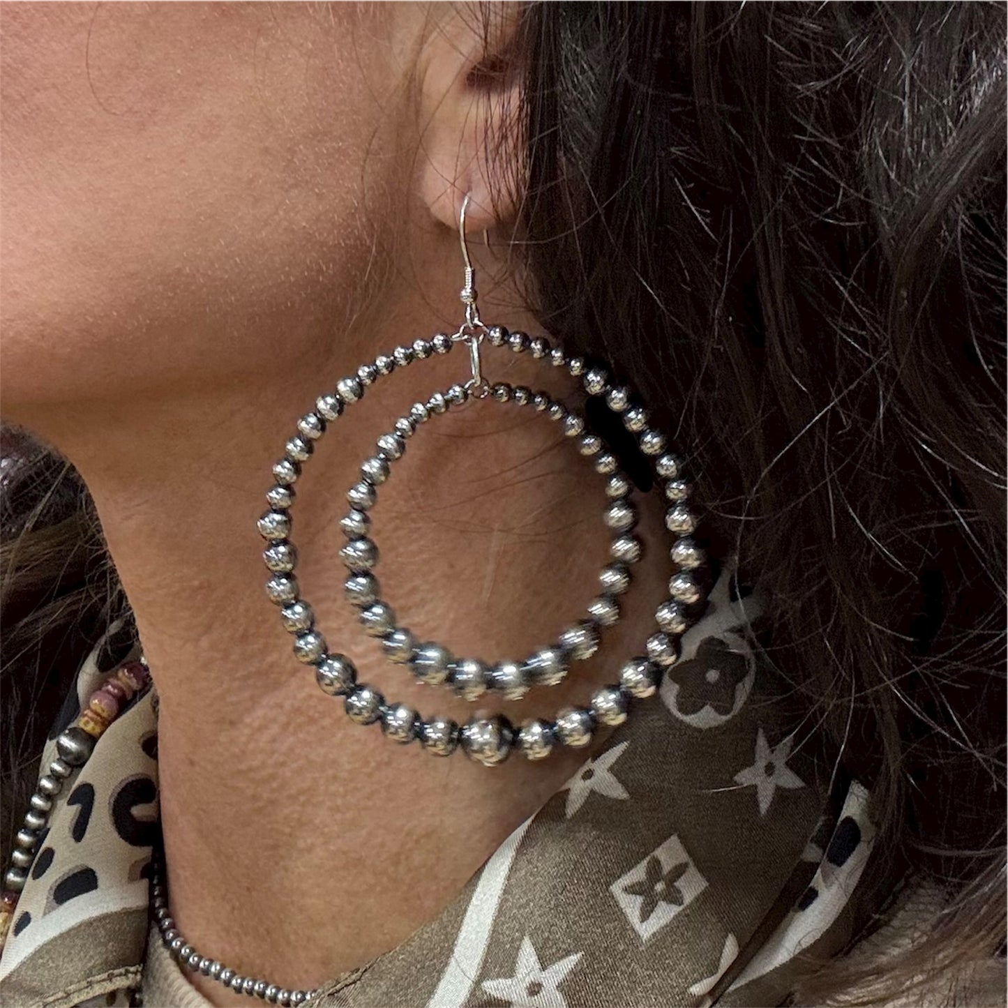 Pearl Double Hoop Earrings