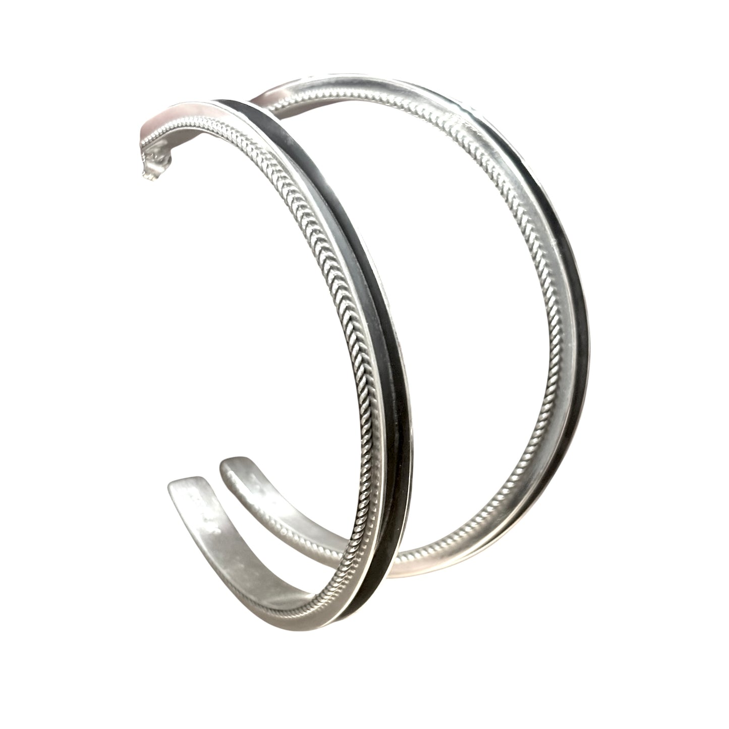 Silver Rope Edge Hoop Earrings
