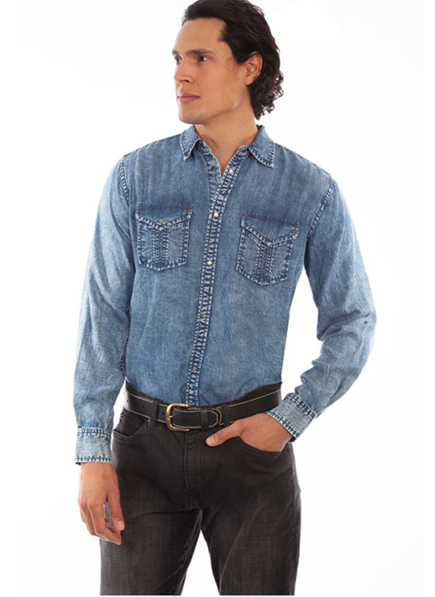 Denim Snap Front Shirt by Scully