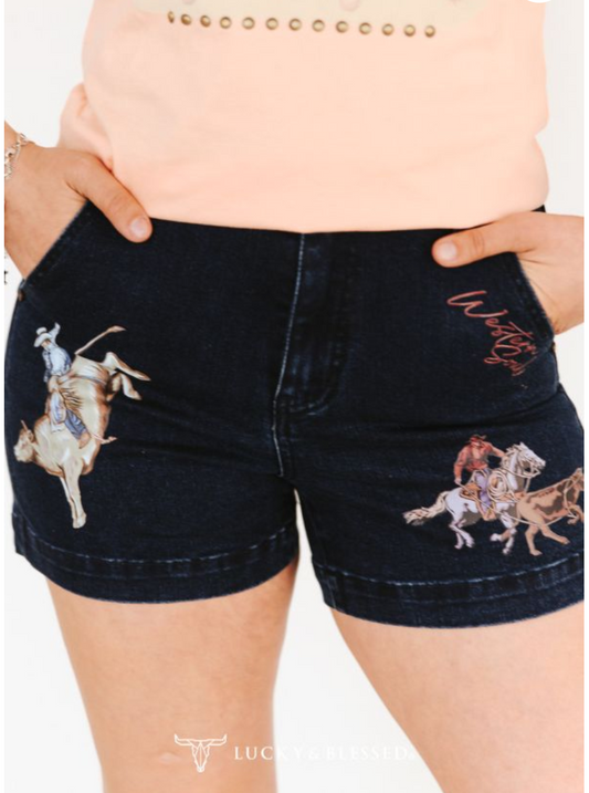 Trouser Rodeo Printed High Rise Shorts (4.5in Inseam)