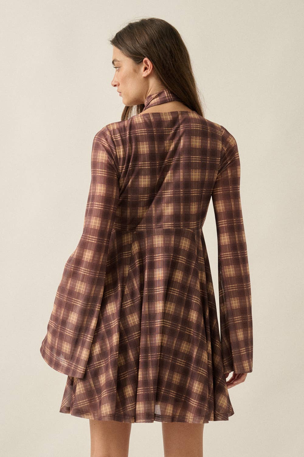 The Lola Plaid Dress : Brown