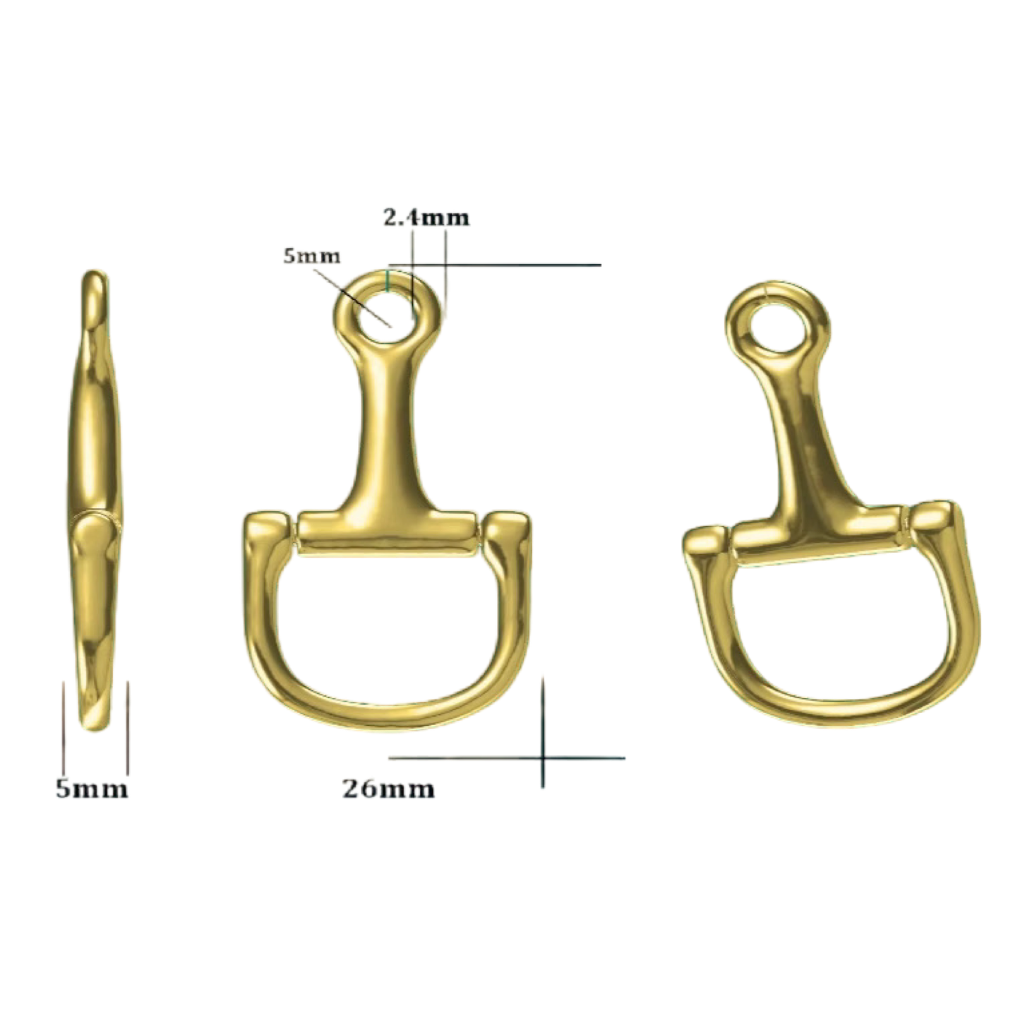 Stainless Steel Equestrian Snaffle Bit Two Tone Necklace: 17.8”