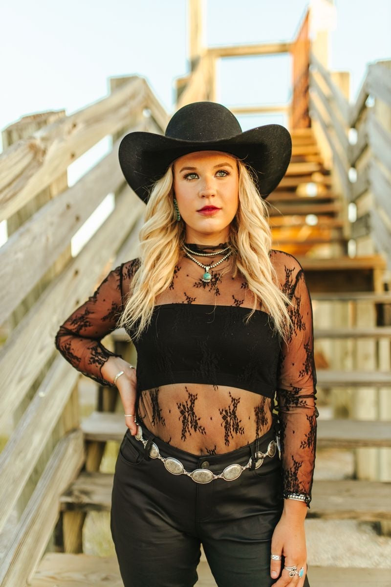 The Dahlia Black Floral Mesh Top (Regular & Plus)