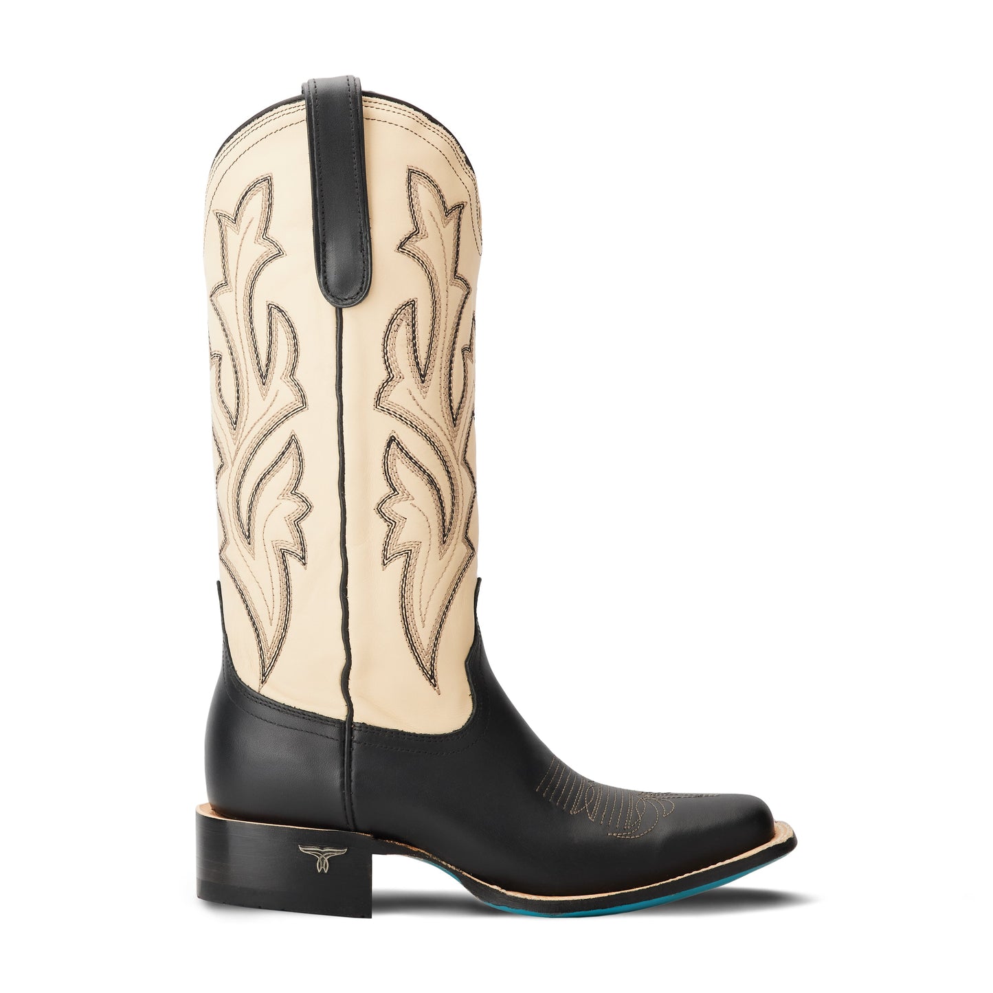 Classic Square Boot - Jet Black and Pale Ivory