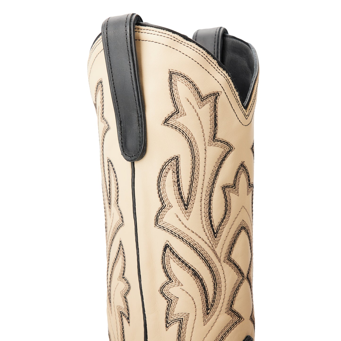 Classic Square Boot - Jet Black and Pale Ivory