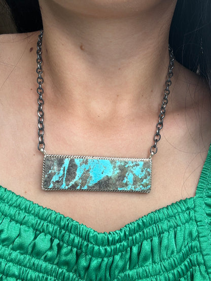 Mine #8 #917-48 XL Bar Necklace by Brandon Etcitty, Navajo