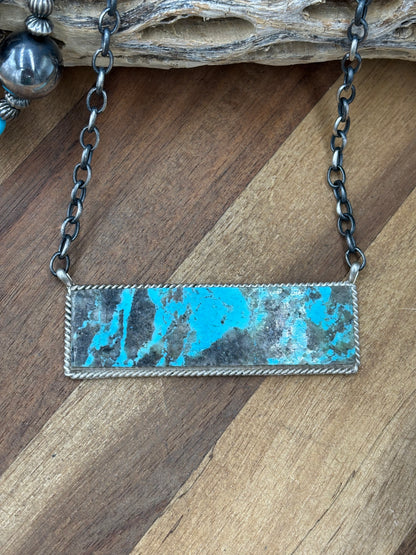 Mine #8 #917-48 XL Bar Necklace by Brandon Etcitty, Navajo