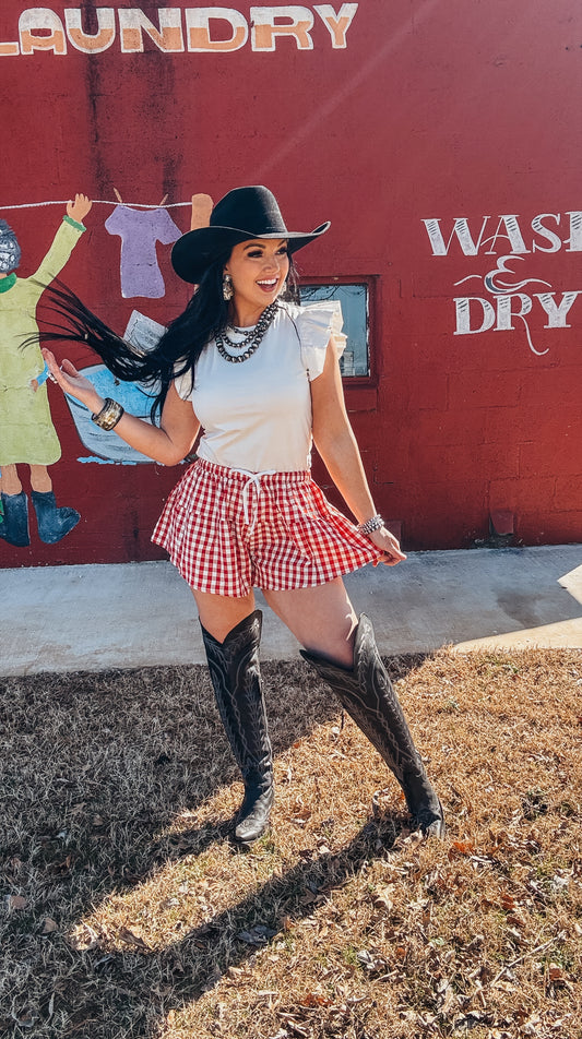 The Emma Kate Gingham Red & White Shorts