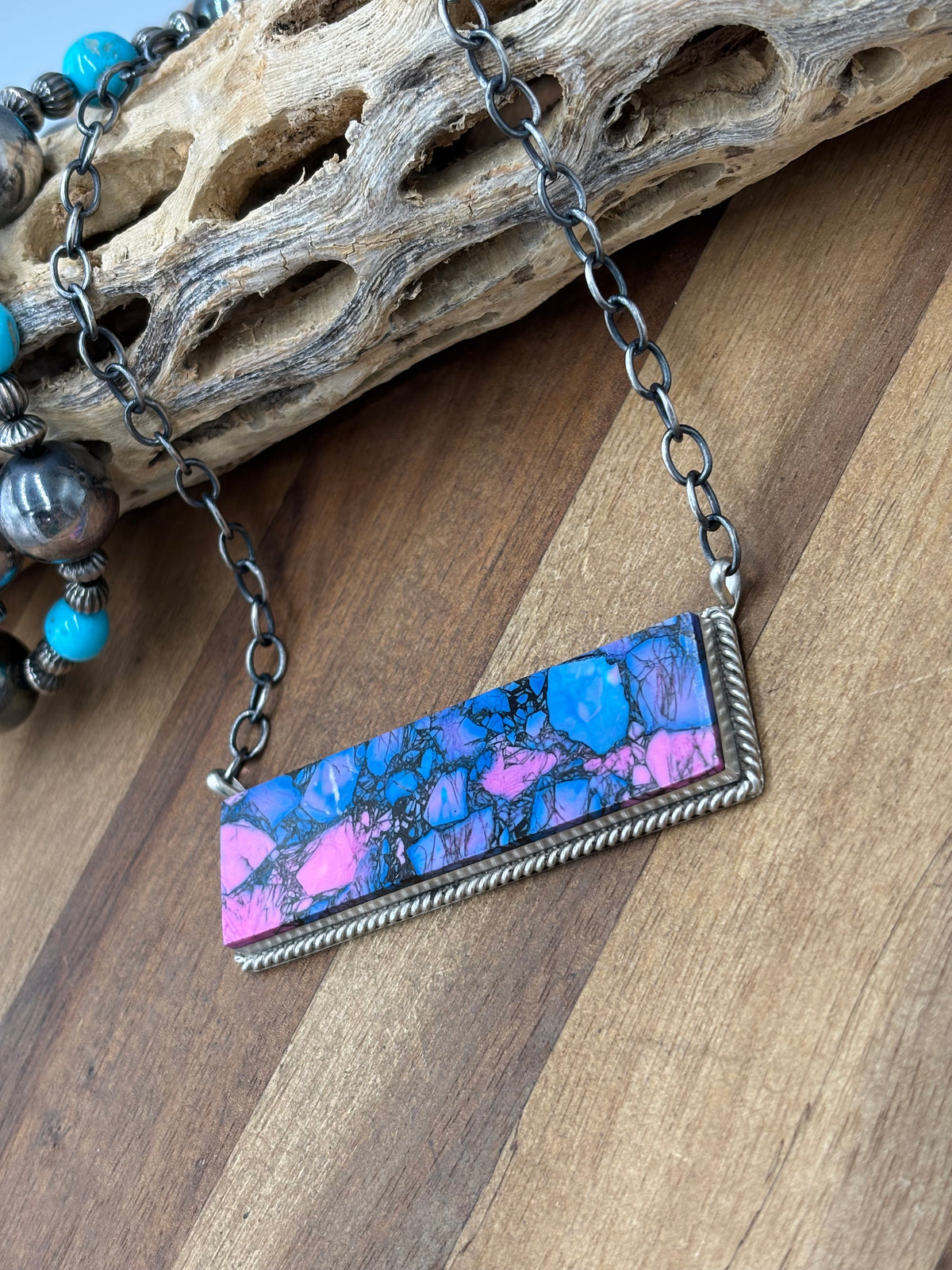 Monarch Mojave #917-44A XL Bar Necklace by Brandon Etcitty, Navajo