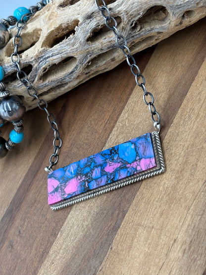 Monarch Mojave #917-44A XL Bar Necklace by Brandon Etcitty, Navajo