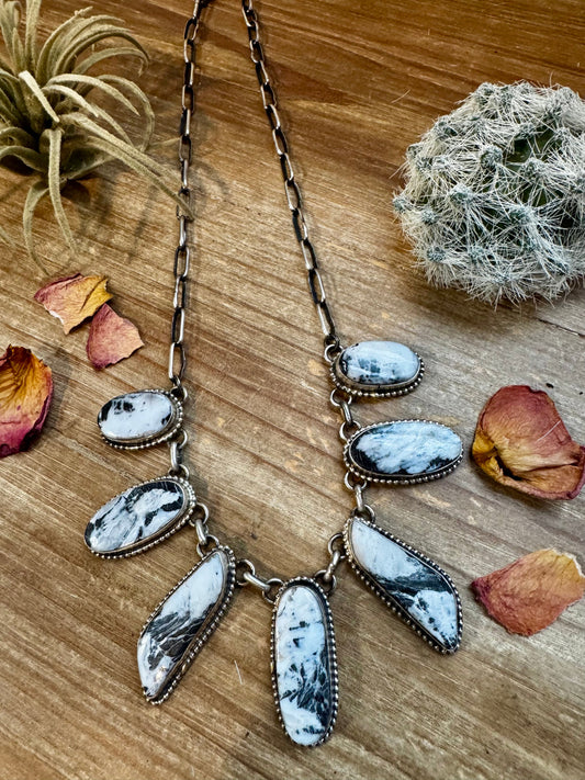 Statement Necklace - White Buffalo & Sterling Silver by Kathleen Livingston